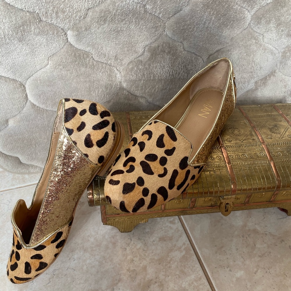 IMAN Flats, SuedeL Skin / Gold Glitter Sides